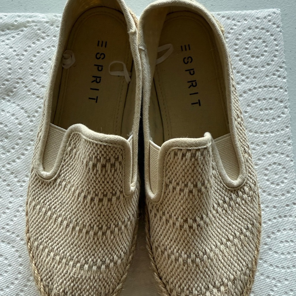 Esprit Cream Woven Slip-On Loafers
